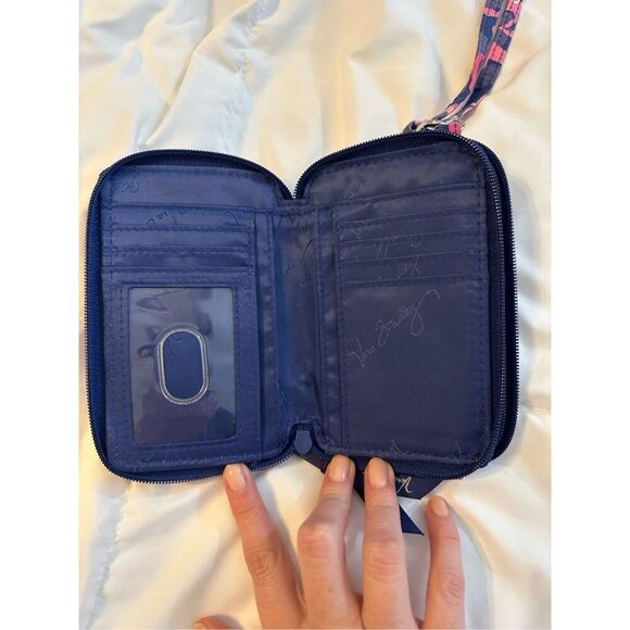 Vera Bradley Women's All In One Quilted Purse Wallet Wristlet Katalina Pink Navy - Picture 2 of 7